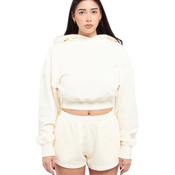 Ladies' Garment Dye Crop Hooded Sweatshirt Thumbnail