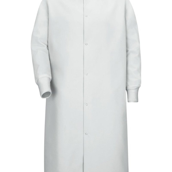 Unisex Gripper-Front Pocketless Butcher Coat With Knit Cuffs Thumbnail