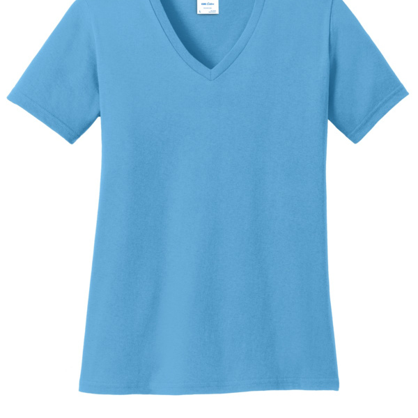 Ladies 5.4 oz 100% Cotton V Neck T-Shirt Thumbnail